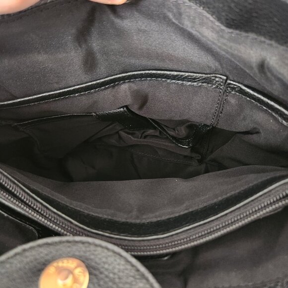 Wilson Leather Black Medium Two Handled Handbag Purse Exterior Pockets Shoulder - Picture 8 of 11